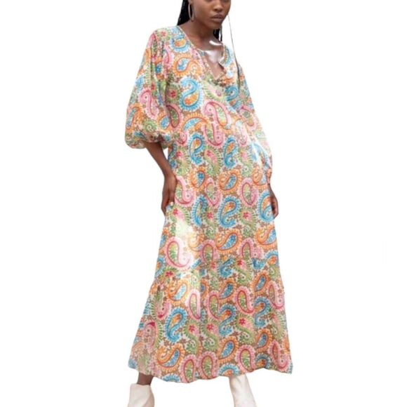 KITSCH & POP Edition Boho Rainbow Paisley Maxi Dress S - Picture 1 of 6